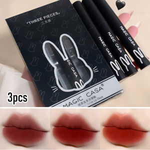 SUAKE 3 Pcs Set Lipstick Black Rabbit Lip Mud Lipstick Matte Waterproof Lip Glaze
