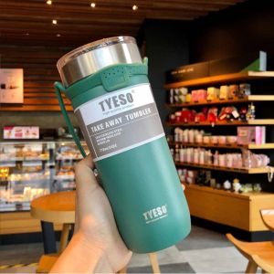 【Fans tone】550ml/710ml TYESO Double Stainless Steel Carrying Strap Coffee Mug with Non-slip Case Vacuum Flask Mugs Car Travel Insulated Bottle