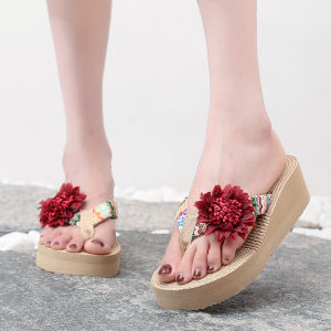 Free Shipping Bohemian-Style WomenS Sandals Perfect For Petite Women Featuring A Thick Platform Sole Wedge Heel And A Design Ideal For The Beach