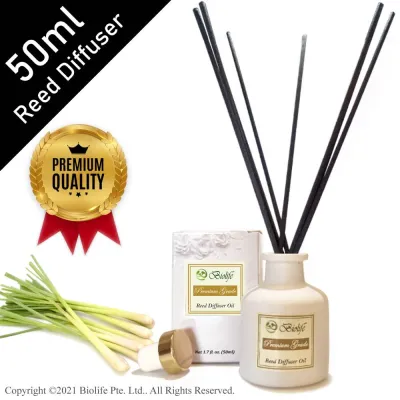 Biolife Lemongrass Scented Sticks Reed Diffuser Essential Oil (50ml Reed Diffuser Set)