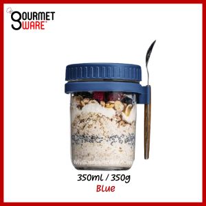 [SG Stock] Oatmeal Cup | Breakfast Cereal Oats Cup | Mason Glass Jar with Spoon | Leak Proof Kitchen Parfait Container Mug