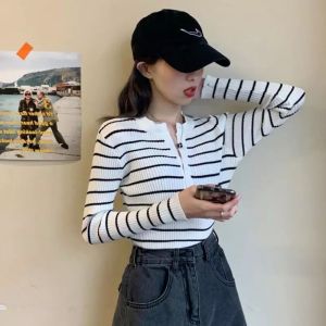 SWEATER ONECK ZEBRA STRIPE / INNER RAJUT LENGAN PANJANG / ATASAN RAJUT SALUR  / BICCA INNER KNIT
