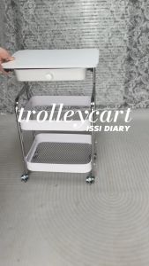 Movable Trolley Cart Organizer Silver-plated Steel Organizer Storage Rack With Wheel Study Table for Kitchen&Livingroom