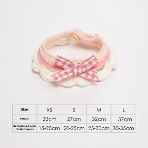 Dây đeo cổ mèo dễ thương với nơ khăn quàng cổ thú cưng dệt mềm cho mèo và chó nhỏ