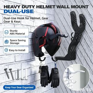 Motorcycle Helmet Wall Mount Hook Holder Heavy Duty Universal Multi-Purpose Helmet Hat Storage Rack