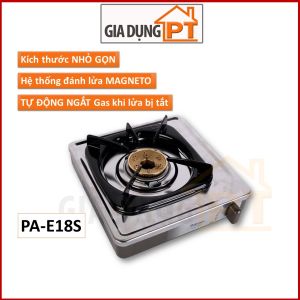 Bếp ga đơn nội địa Nhật cao cấp mini Paloma PA-E18S nhập khẩu từ Nhật Bản nhỏ gọn phù hợp phòng nhỏ nấu 1-4 người dùng bình gas dân dụng 12-13kg thông thường