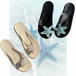 Original Starfish Conch Korean Style Flip Flops for Summer Womens Y2K Retro Slippers Cute Ins Style Beach Slippers H260729