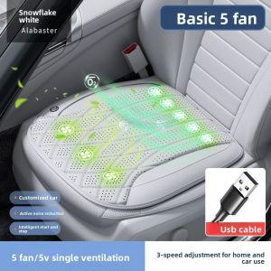 ADDO USB Car Seat Cushion with 5 Fans Ventilated Seat Cooling Pad Radiative Office Seat Cushion For Car