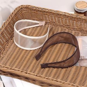 Fashion Solid Color Thin Mesh Headband Wide Non-Slip Hair Hoop Hair Band Headwear