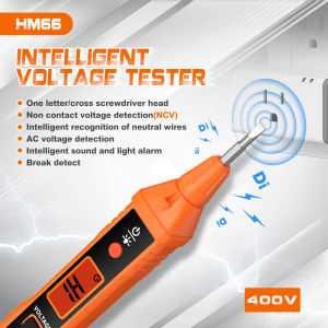 HOMTOOLS💥HM66 Bút đo không tiếp xúc Màn hình kỹ thuật số Cảm ứng thông minh 400V Điện áp không cháy Thông qua dây điện đa chức năng Bút thử