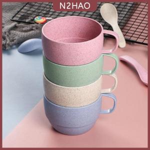 N2HAO  Phong cách Bắc Âu nhựa trà cốc cà phê trà sữa uống cốc thân thiện với môi tái sử dụng rơm lúa mì Cốc du lịch phòng tắm bàn chải đánh răng cốc