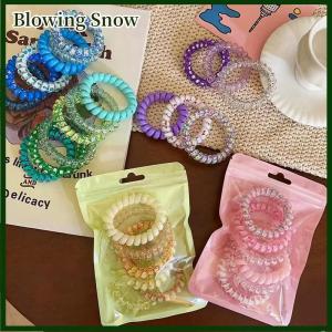 Blowing เชือกรัดผมสีลูกกวาด6ชิ้นสำหรับผู้หญิงสายรัดผมแบบยืดหยุ่นสำหรับฤดูร้อนยางรัดผมแบบเกลียวเคลือบยางรัดผม