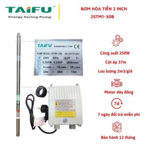 Máy bơm hỏa tiễn 250W (0.33HP) (2" Ø48 thả ống 60) thân inox 304 có hộp tụ đi kèm TAIFU - Bảo hành 1 năm