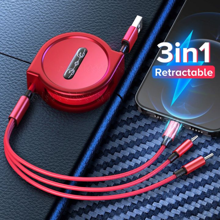120cm In USB Charging Cable for iPhone Micro USB Type C Cable  Retractable Portable Cable For Android Lazada PH