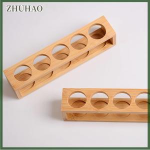 ZHUHAO 1PC tinh dầu tre hiển thị đứng 5 lỗ tinh dầu lưu trữ giá mịn cho tinh dầu nước hoa giữ chai
