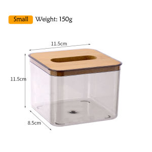 Bamboo Lid Acrylic Transparent Tissue Box Holder Rectangle Napkin Dispenser Round Tissue Holder Bekas Tisu 纸巾收纳盒