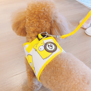 Bộ dây dắt Chó Mèo kèm yếm ngực có hoạ tiết tông vàng (mẫu mới) - Hara Pet Store