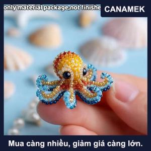 【CANAMEK】 1 bộ hạt thêu Kit vật liệu gói DIY dễ thương bạch tuộc rùa cá mập thiết kế thủ công Kit cho người mới bắt đầu sáng tạo handmade Quà Tặng