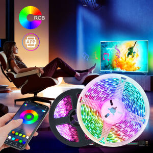 Waterproof USB LED Strip Light Bluetooth App Controller SMD 5050 RGB Colorful DC5V Flexible LED Light Tape Ribbon TV Background Lighting 1M 2M 3M 4M 5M