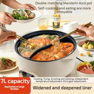 Electric Hotpot Multi-Function Household Double-Flavor Hot Pot Large Capacity Dormitory Cooking Integrated Cooking Cooking Small Electric Pot