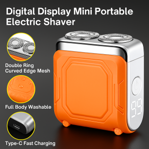 Digital Display Mini Portable Electric Shaver Rechargeable Travel Mens Razor Travel Quiet Motor Easy Cleaning Ultra-Long Battery Life