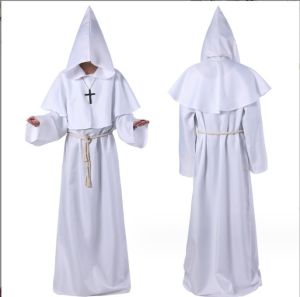 Halloween cosplay Medieval monk robes priest robes wizard robes hooded long robes performance costumes and props