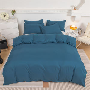 Dansunreve Bộ Ga Trải Giường 4in1 Chất lượng cao bộ đồ giường ngủ khách sạn đồng bằng màu trắng xám hồng màu trơn vỏ gối tấm phẳng