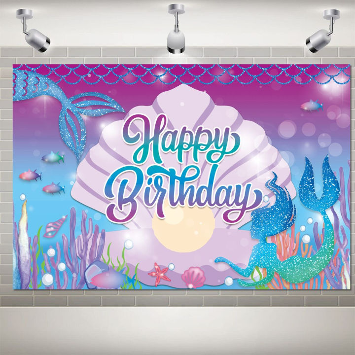 Mermaid Theme Photography Background Birthday Party Decoration Supplies ...