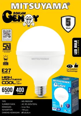 Win Grosir - Bohlam Lampu LED Bulb Mitsuyama 5W 10W 15W 20W 30W 40W 50W 60W Gemoy Cahaya Putih dan Cahaya Warm White Kuning