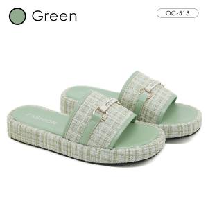 OCTAVIA Sandal Slide Slip On Wedges Soft Tweed Wanita #OC-513 (FREE BOX)
