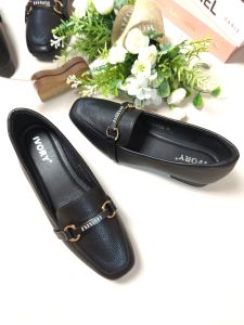 IVORY Sepatu Flat Wanita Loafers DT331-LF330 hitam