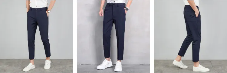 Fashion Jeans Seven - New Elegance Casual Korean Fashion Navy Blue Slacks  Pants For Men A905