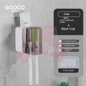 SyokSyok ECOCO Wall Mounted Toothbrush Holder Set with Magnetic Cup No Drill Bathroom Organizer Rack