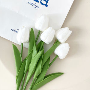 OurHome [ดอกทิวลิปประดิษฐ์]1ชิ้น ดอกไม้ประดิษฐ์34 ซม.สําหรับตกแต่งงานแต่งงาน ดอกไม้ปลอม ดอกทิวลิปปลอม ดอกทิวลิปสีขาว ดอกไม้แต่งห้องTulip