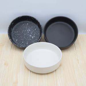 จาน จานกลม จานเซรามิค มีขอบ อย่างหนา ขนาด 7.5 นิ้ว มี 3 สี ดำ ขาว และ ดำจุดขาว