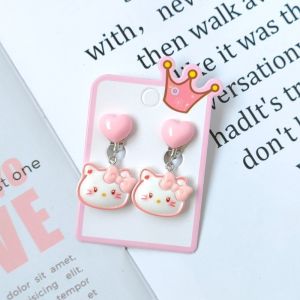1Pair Sanrio Kuromi Hello Kitty Cinnamoroll Melody Ear Clip Cartoon Cute Sweet Girl Creative Exquisite Pendant Earrings Jewelry Gift