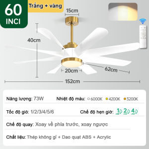 Quạt trần đèn GOGEOUS 8 cánh đường kính 60inch có điều khiển từ xa động cơ siêu khỏe chạy cực êm