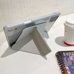 Foldable Acrylic Hard Transprent Case for Samsung Tab A9 Plus Tab S10 Lite FE S9 S8 S7 FE Plus S6 Lite 10.4 Inch with Pencil Holder Stand Cover