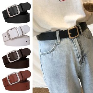 PLLEWY All-match Vintage Wild Skirt PU Leather Belt Square Buckle Waistband Pants Bands Ladies Dress Belts