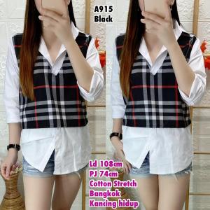 SALE SET KEMEJA + ROMPI KOTAK-KOTAK 915 KEREN . LENGAN PANJANG.