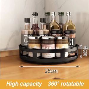 Kitchen Spice Rack 360° Rotatable Spice Rack Seasoning Rack Stainless Steel Kitchen Condiment Organizer Rack Rak Bumbu Dapur