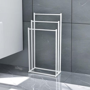 3 Ties Towel Rack Standing Floor Towel Rack Bathroom Bedroom Balcony Clothes Organizer Rack Towel Hanger Metal Storage Rack Clothes Organizers Rack