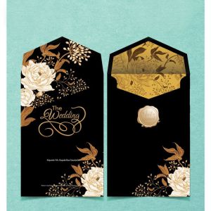 [25pcs - RC14] Undangan Single Hard Cover VIP Murah Amplop Foil / Poli Emas Warna Hitam