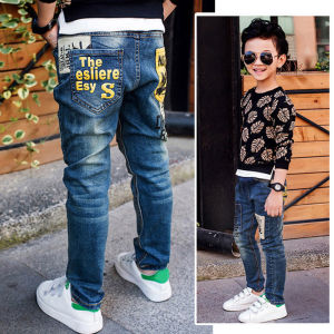 IENENS Kids Boy Slim Jeans Stretch Denim Pants Children Casual Trousers Straight Jean For 4-13 Years Clothes