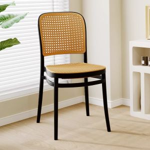 OTA-Nordic Rattan Chair Plastic Chair Backrest Chair Kerusi Cafe Stackable Chair PP Chair Restaurant Dining Chair 塑料藤编椅