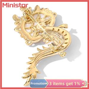 Ministar Cartoon Imitation Dragon Brooch For Women Chinese Zodiac Dragon Pins Cute Animal Badge Birthday Jewelry Gift