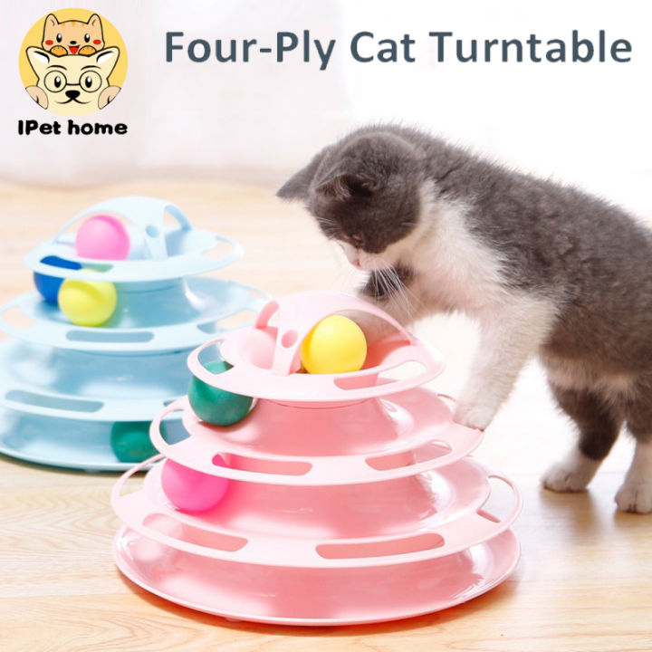 Dog Cat Fourtier Turntable Pet Intellectual Track Tower Funny Cat Toy
