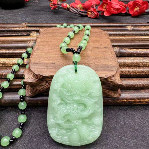 Hmeme Fashion Chinese Ethnic Style Hand-Carved Dragon Pendant Necklace Amulet Women Mans Lucky Jewelry Gift