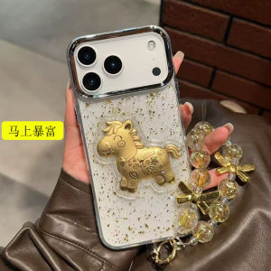 for Vivo V60 V50 V30 V40 Lite V27 Pro V29 X300 X200 X100 X90 X80 Pro Y100 Y03T Y18 Y28S Clear Phone Case New Year of the Horse Hard Cover Rich with Lanyard