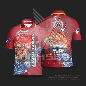 Philippine Coast Guard Aux V4 Full Sublimation Polo Shirt All-Over Print PolyDex Comfort and Patriotic Elegance